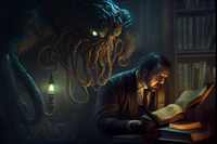 H.P. Lovecraft, Lovecraft Mythen, Kosmischer Horror, Literatur, Fantasy, Cthulhu, Buch, Leser, Geschichten, Shop, Merchandise, Merch, Youtube, Buch, Drache, Tintenfisch